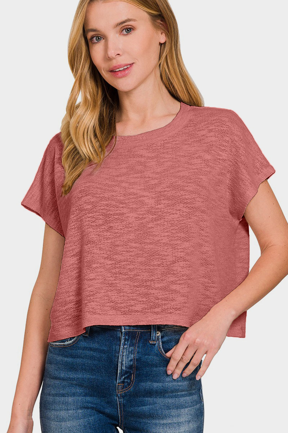 Zenana Round Neck Crop T-Shirt