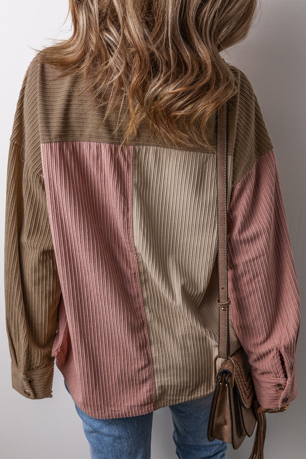 Button Up Color Block Shacket