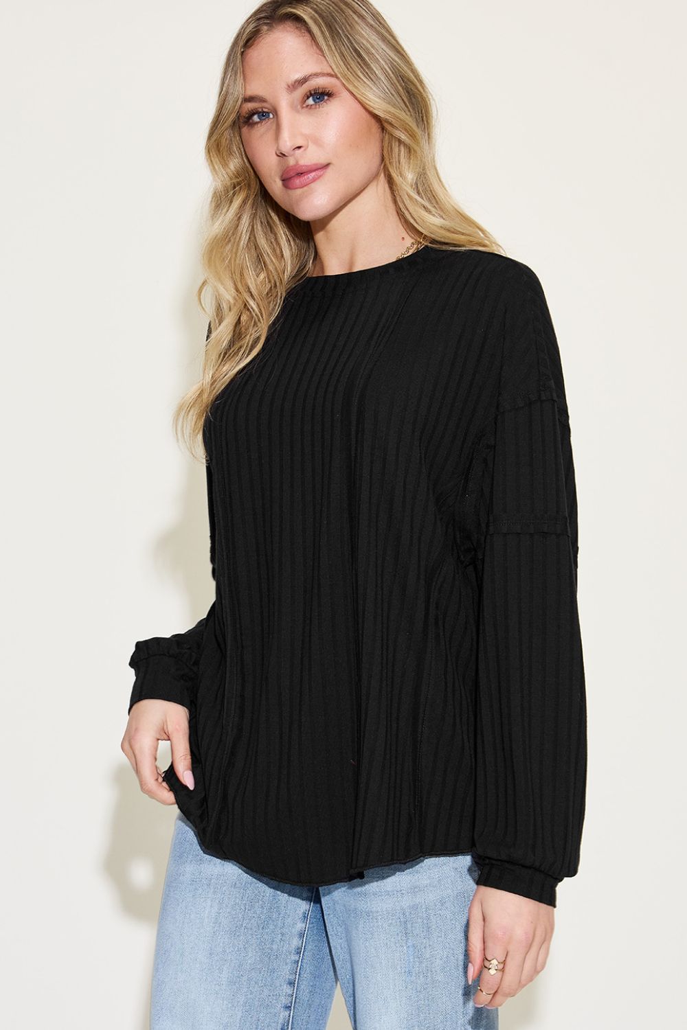 *Basic Bae* Ribbed Long Sleeve