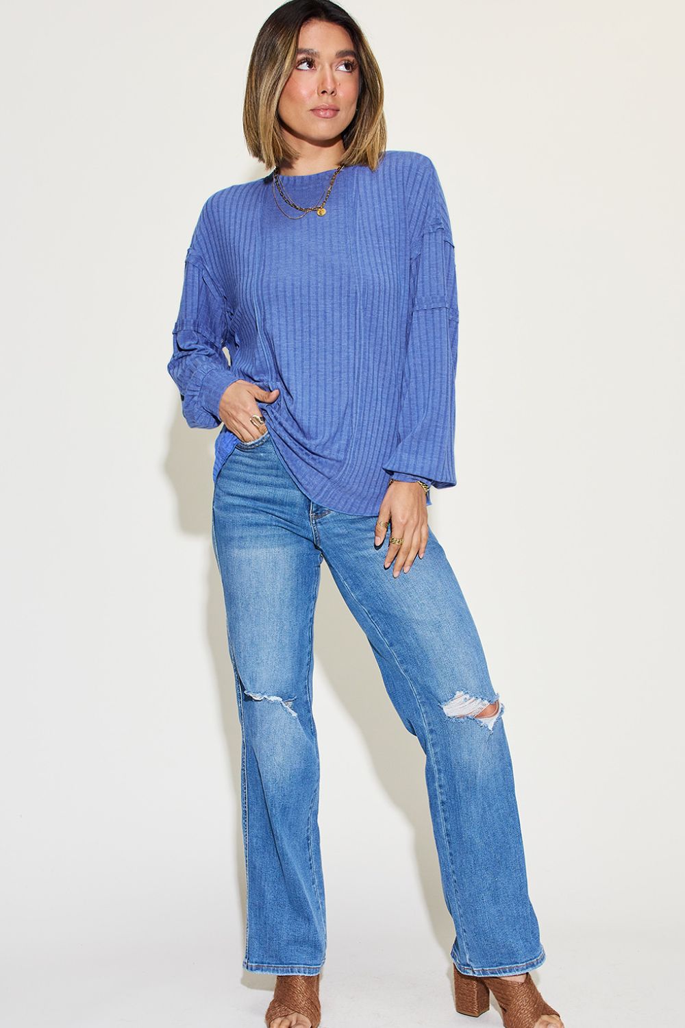 *Basic Bae* Ribbed Long Sleeve