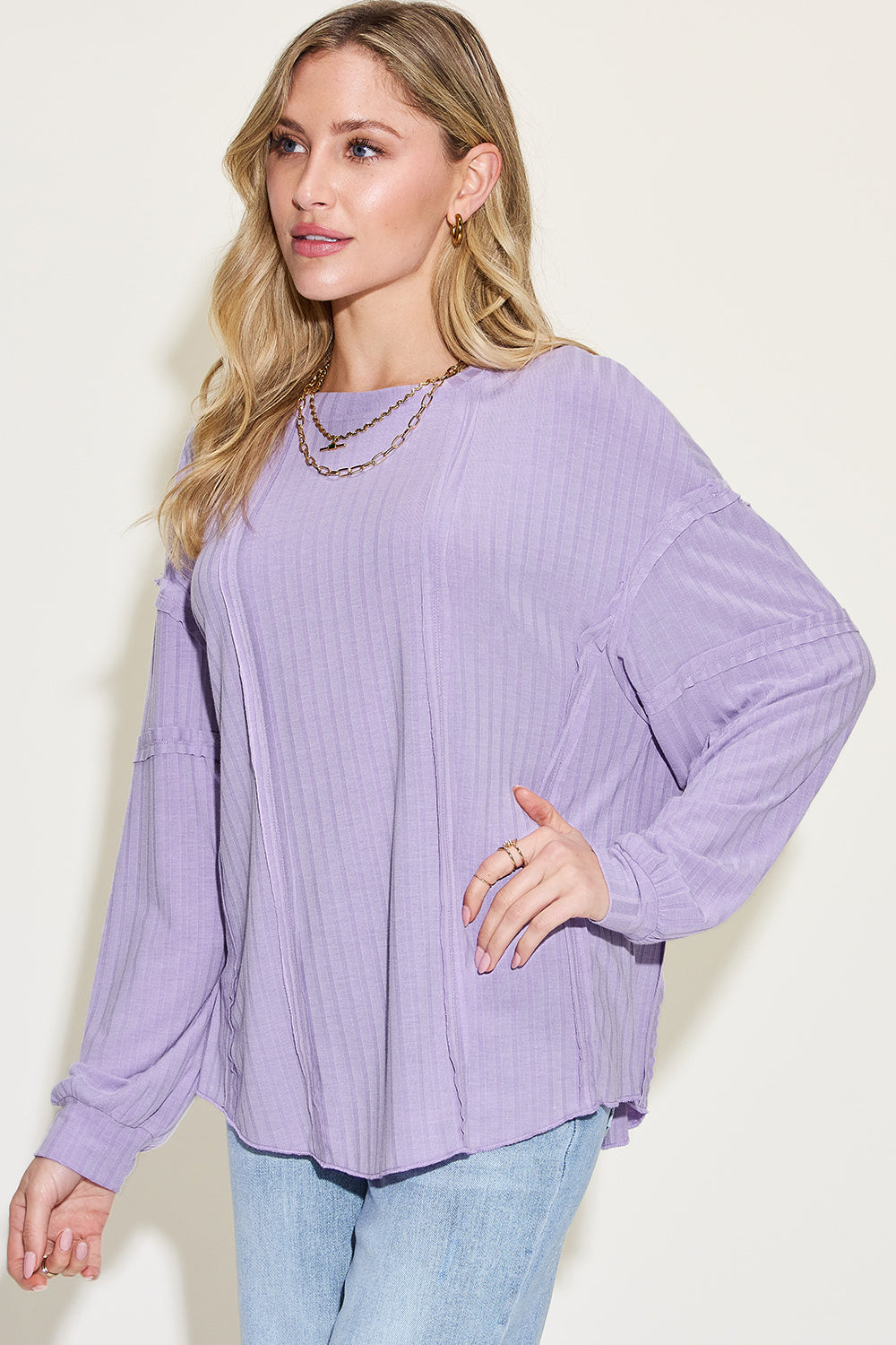 *Basic Bae* Ribbed Long Sleeve