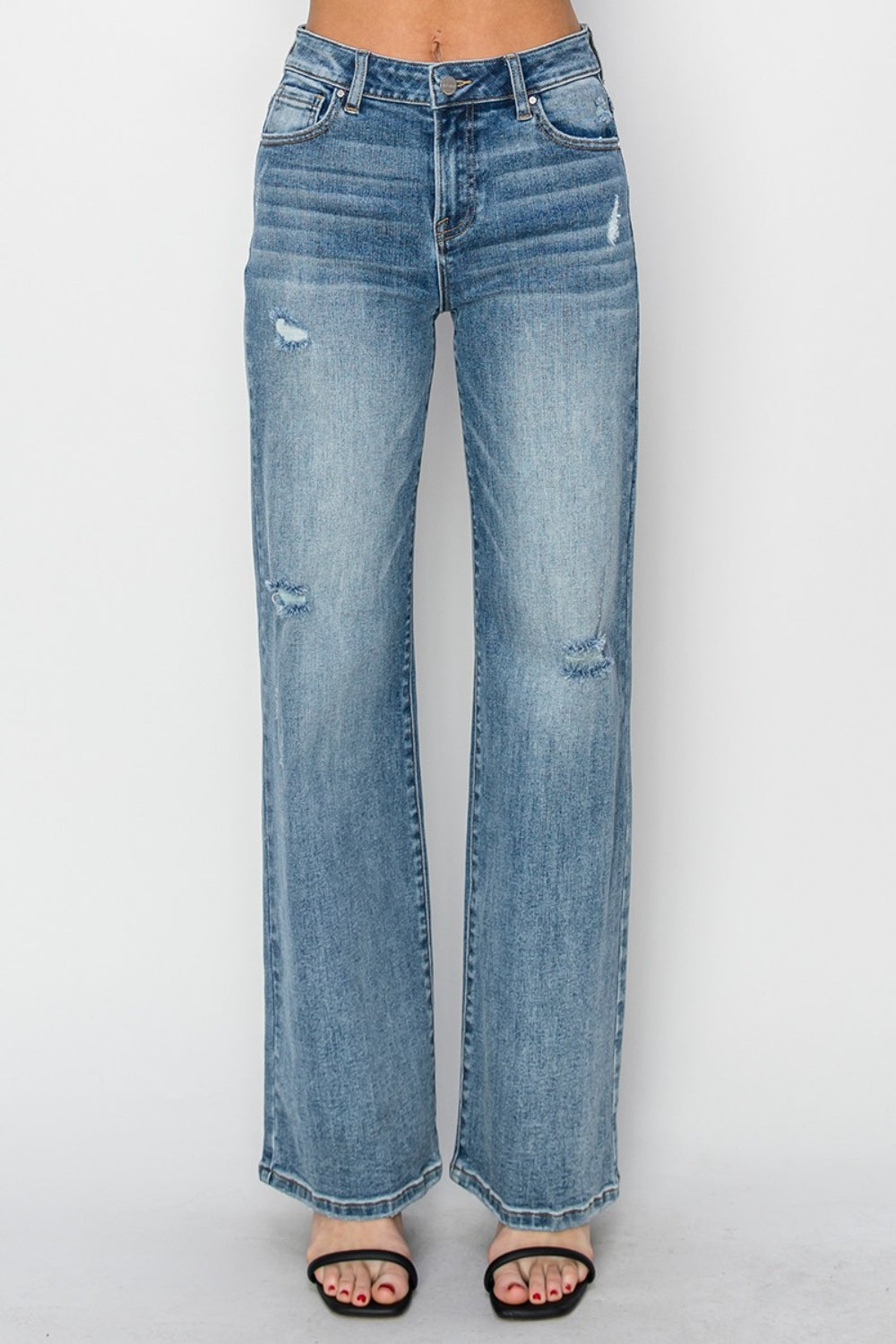 *RISEN* High Waist Distressed Wide Leg Jeans