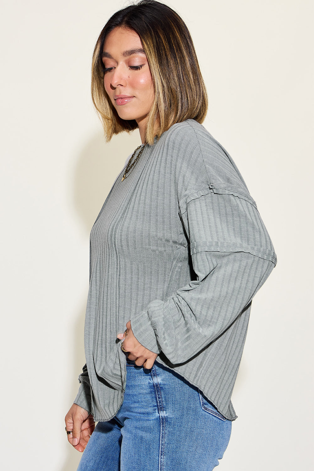 *Basic Bae* Ribbed Long Sleeve