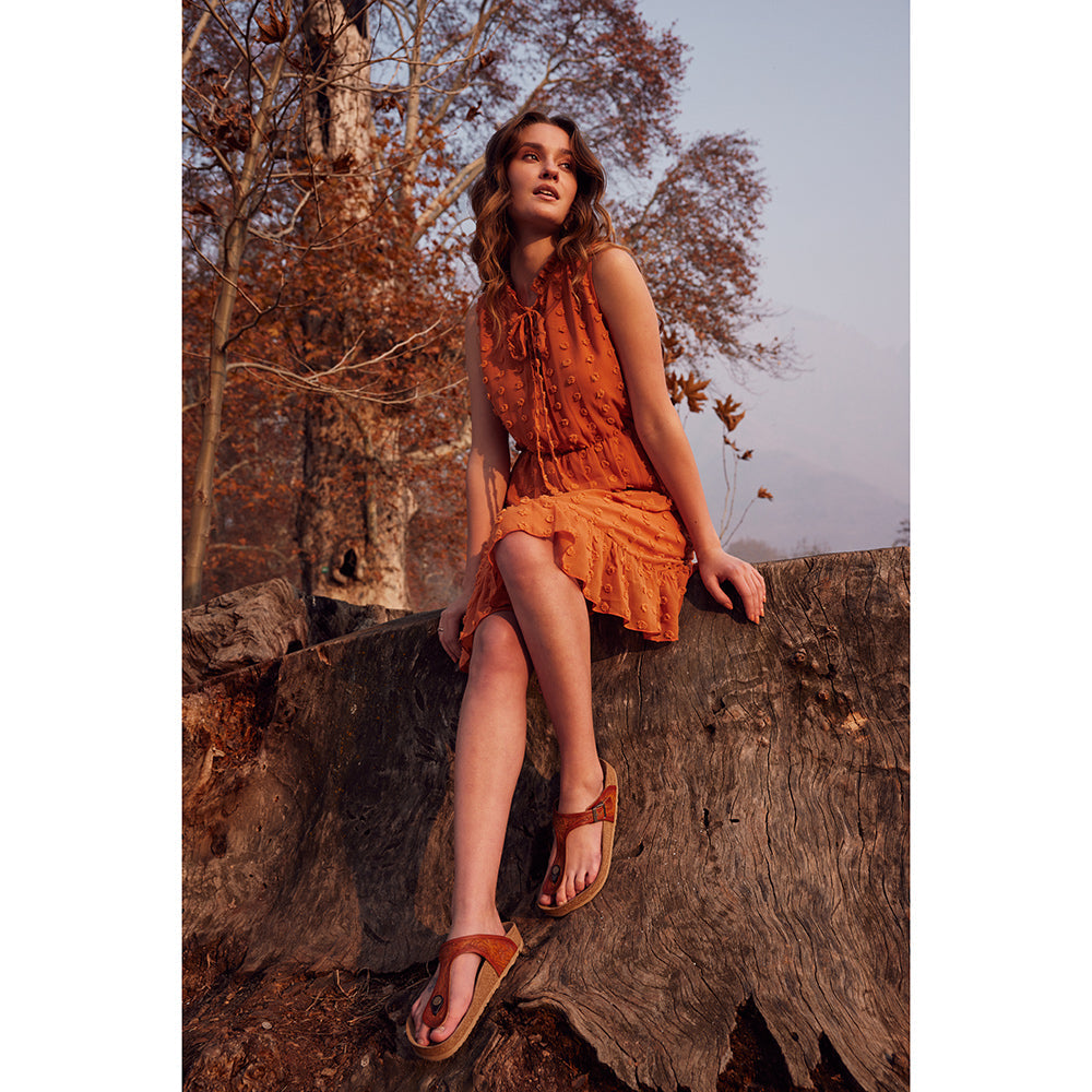 *Myra* Crockler Western Hand-Tooled Sandals