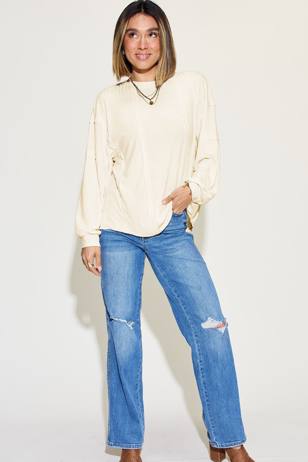 *Basic Bae* Ribbed Long Sleeve