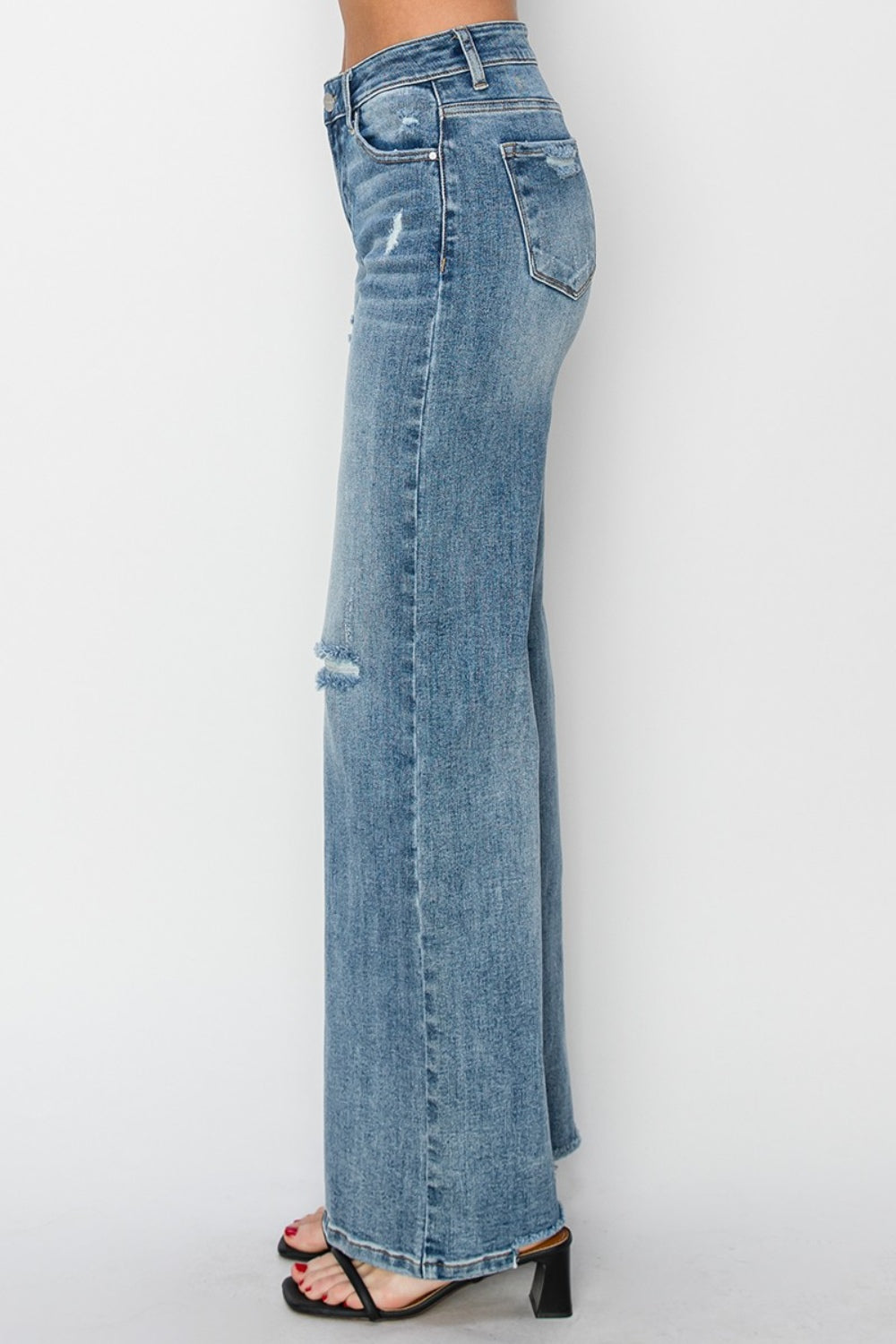 *RISEN* High Waist Distressed Wide Leg Jeans