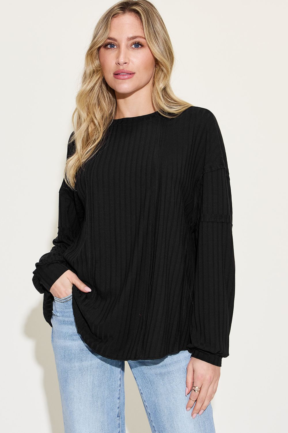 *Basic Bae* Ribbed Long Sleeve