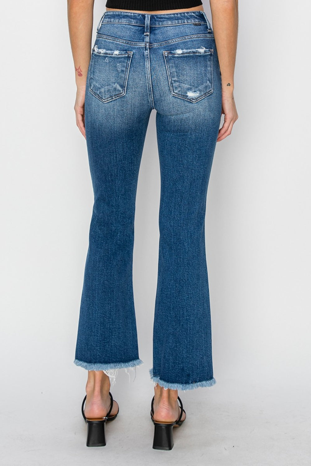 *RISEN* Frayed Step Hem Ankle Straight Jeans