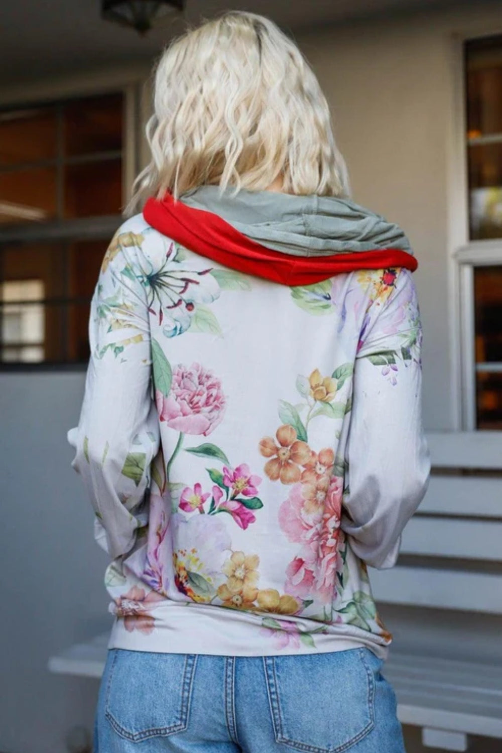 *Blumin Apparel* Floral Zip Up Hoodie