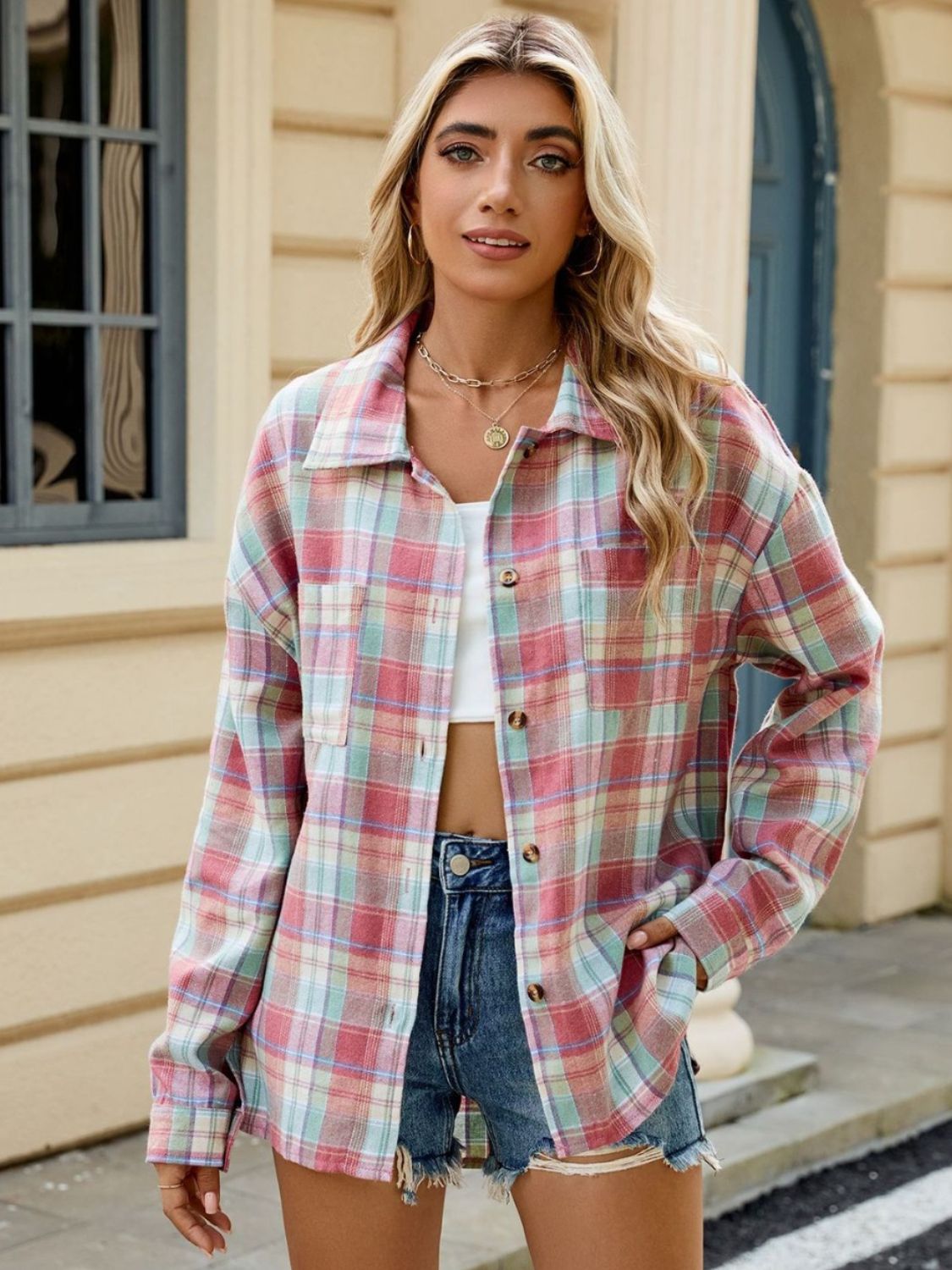 Plaid Long Sleeve Button Up