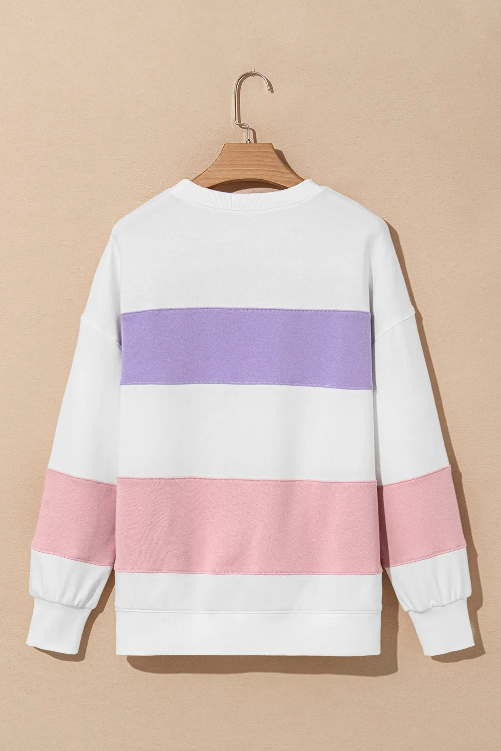 Color Block Round Neck Long Sleeve Sweatshirt