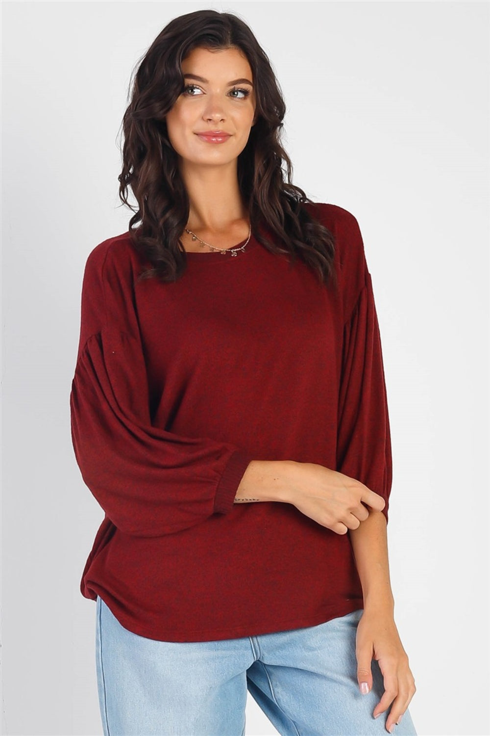 *Cherish Apparel* Drop Shoulder Puff Sleeve Top