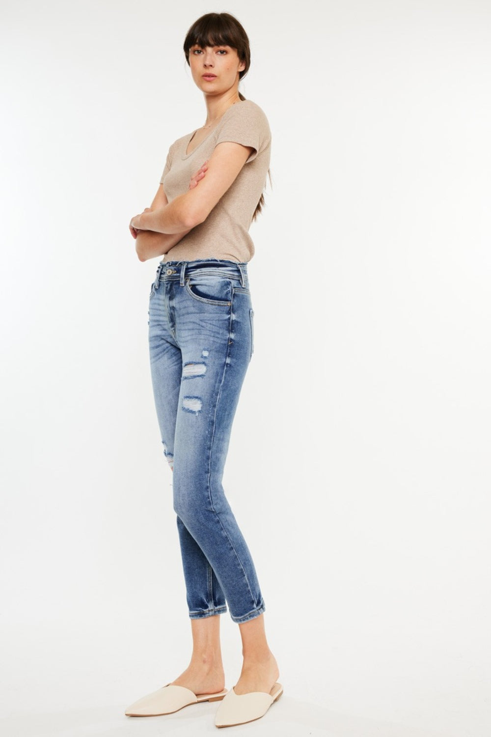 *Kancan* High Rise Distressed Mom Jeans