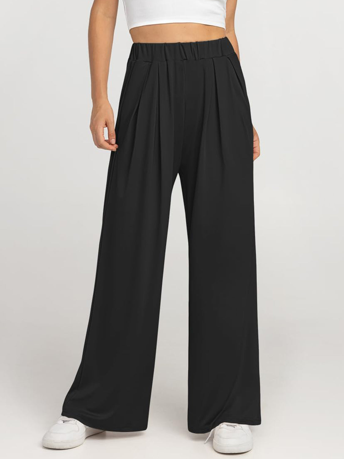 Elastic Waist Wide Leg Pants