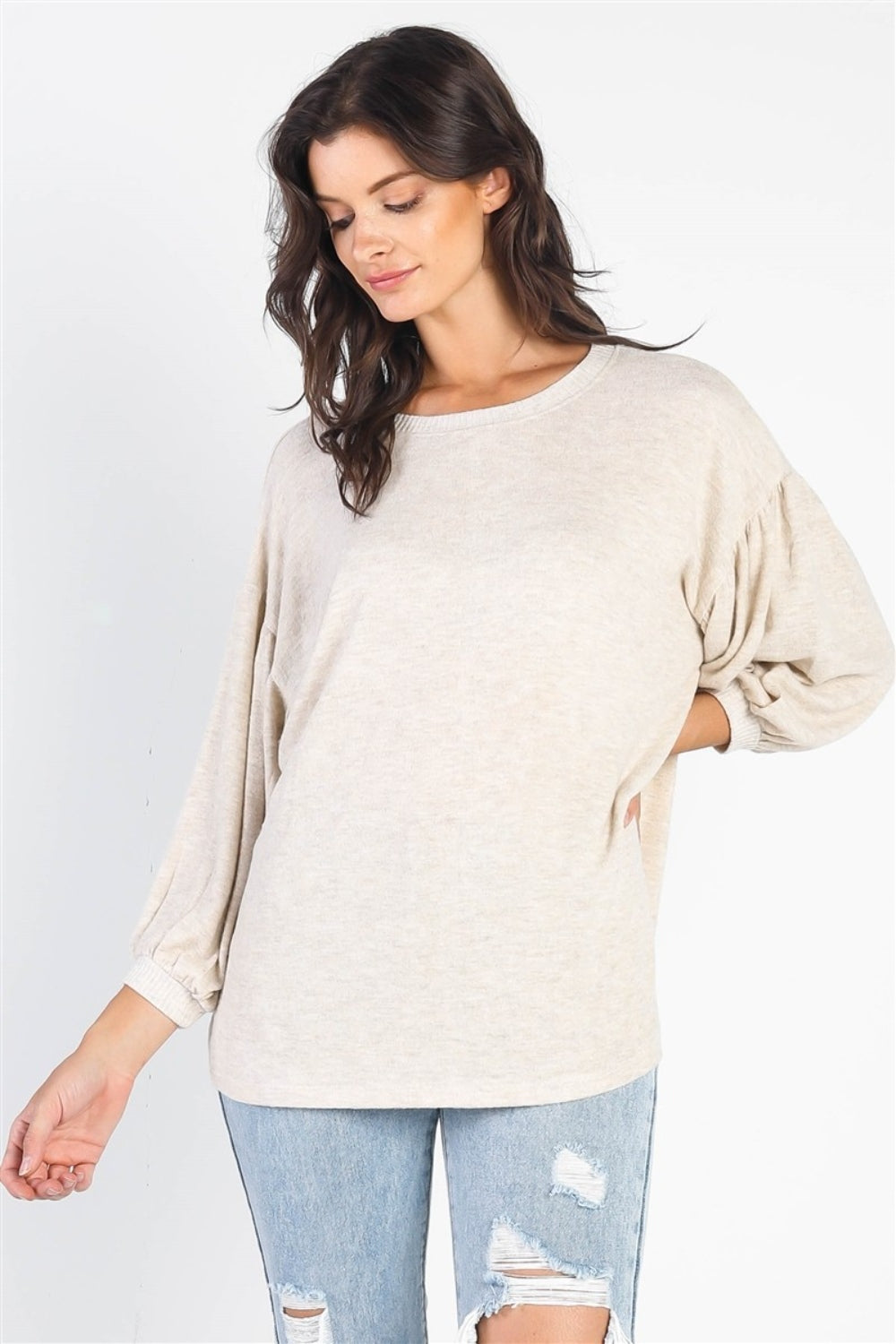 *Cherish Apparel* Drop Shoulder Puff Sleeve Top