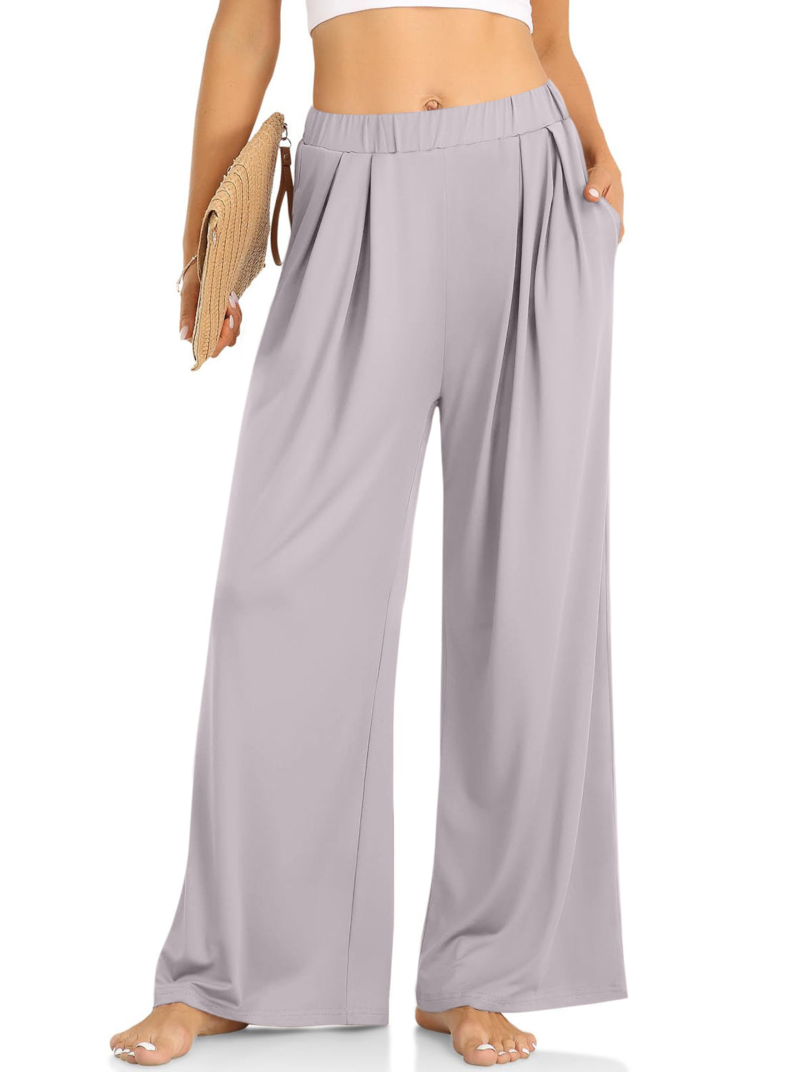 Elastic Waist Wide Leg Pants