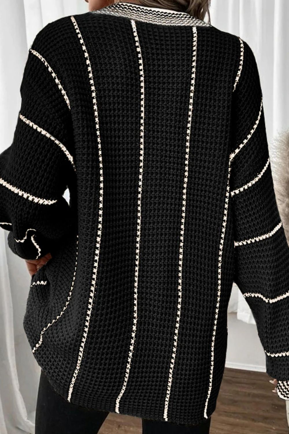 Striped V-Neck Long Sleeve Sweater