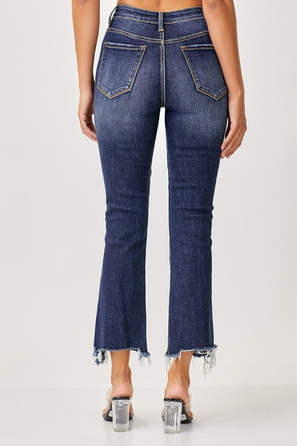 *Risen* Frayed Hem Cropped Straight Jeans