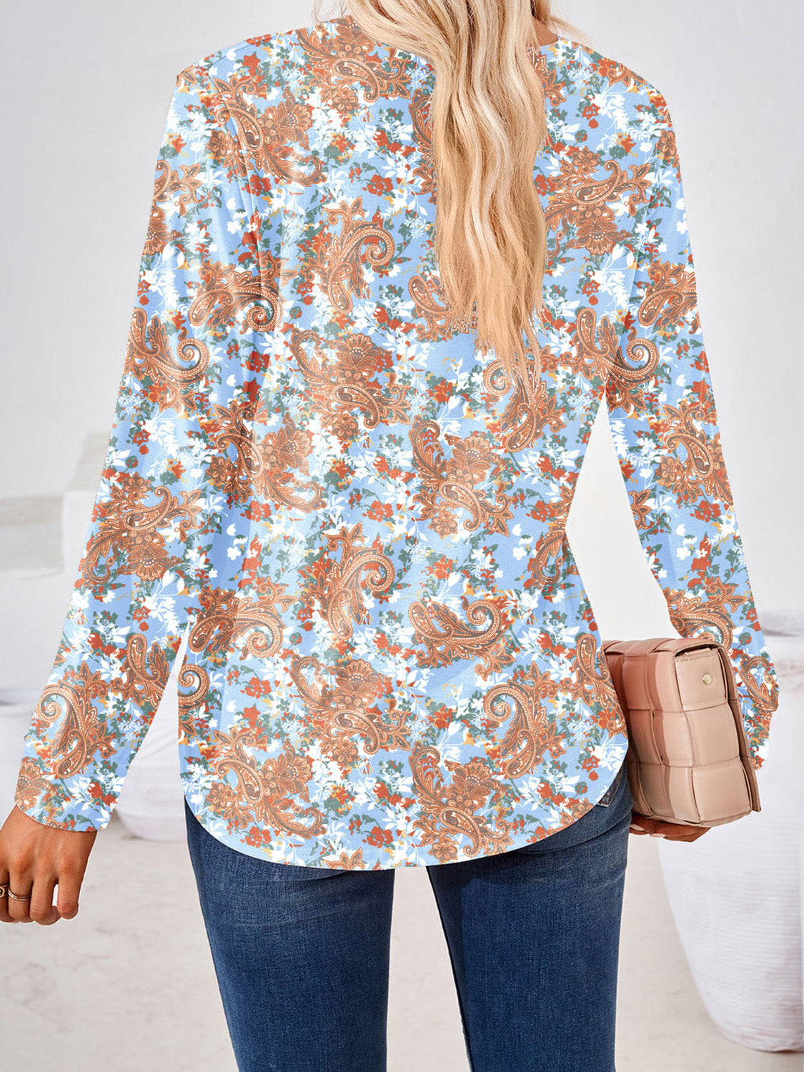 Square Neck Long Sleeve Blouse