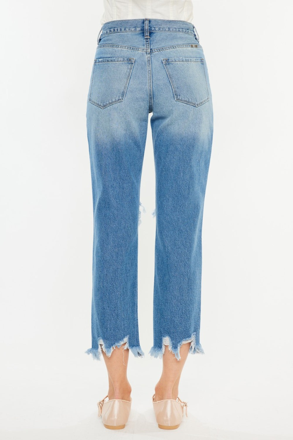 *Kancan* Distressed Frayed Hem Cropped Jeans