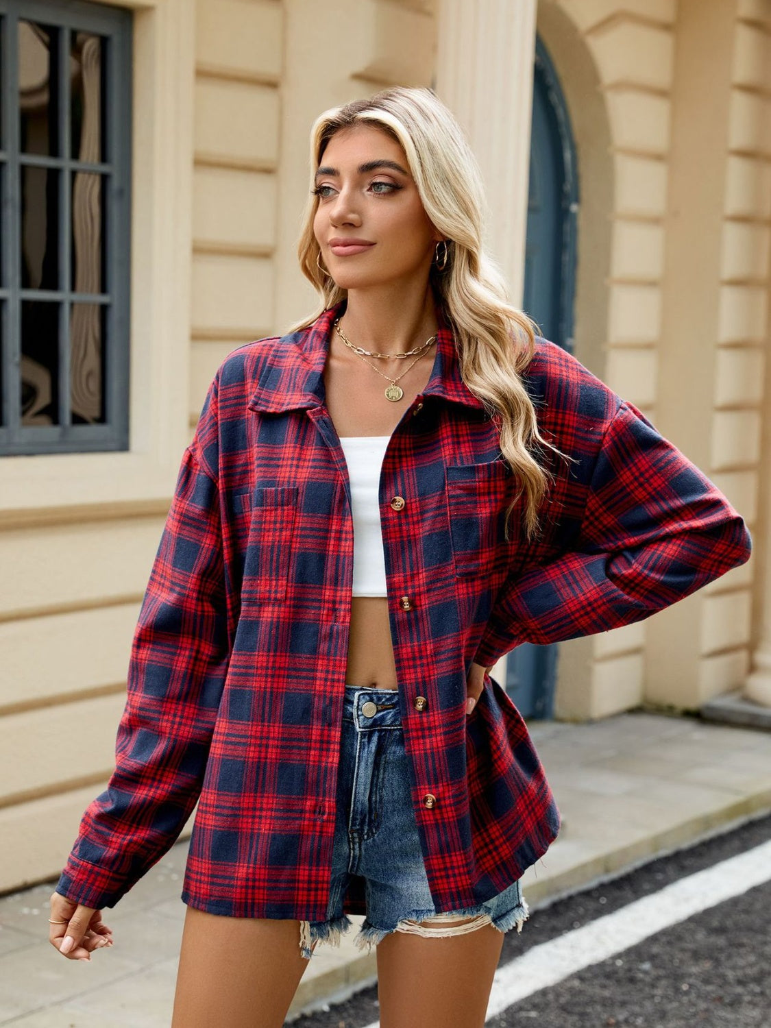 Plaid Long Sleeve Button Up