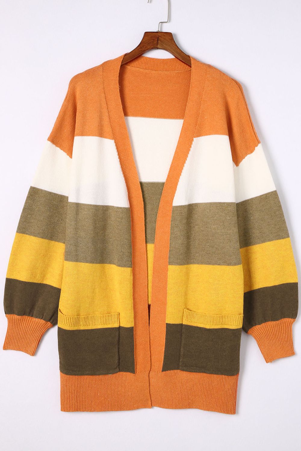 Open Front Color Block Cardigan