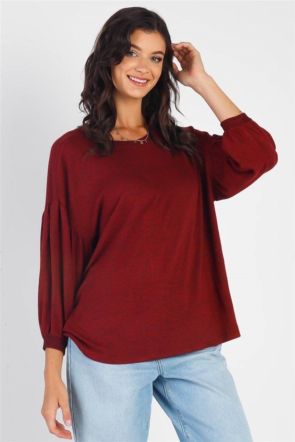 *Cherish Apparel* Drop Shoulder Puff Sleeve Top