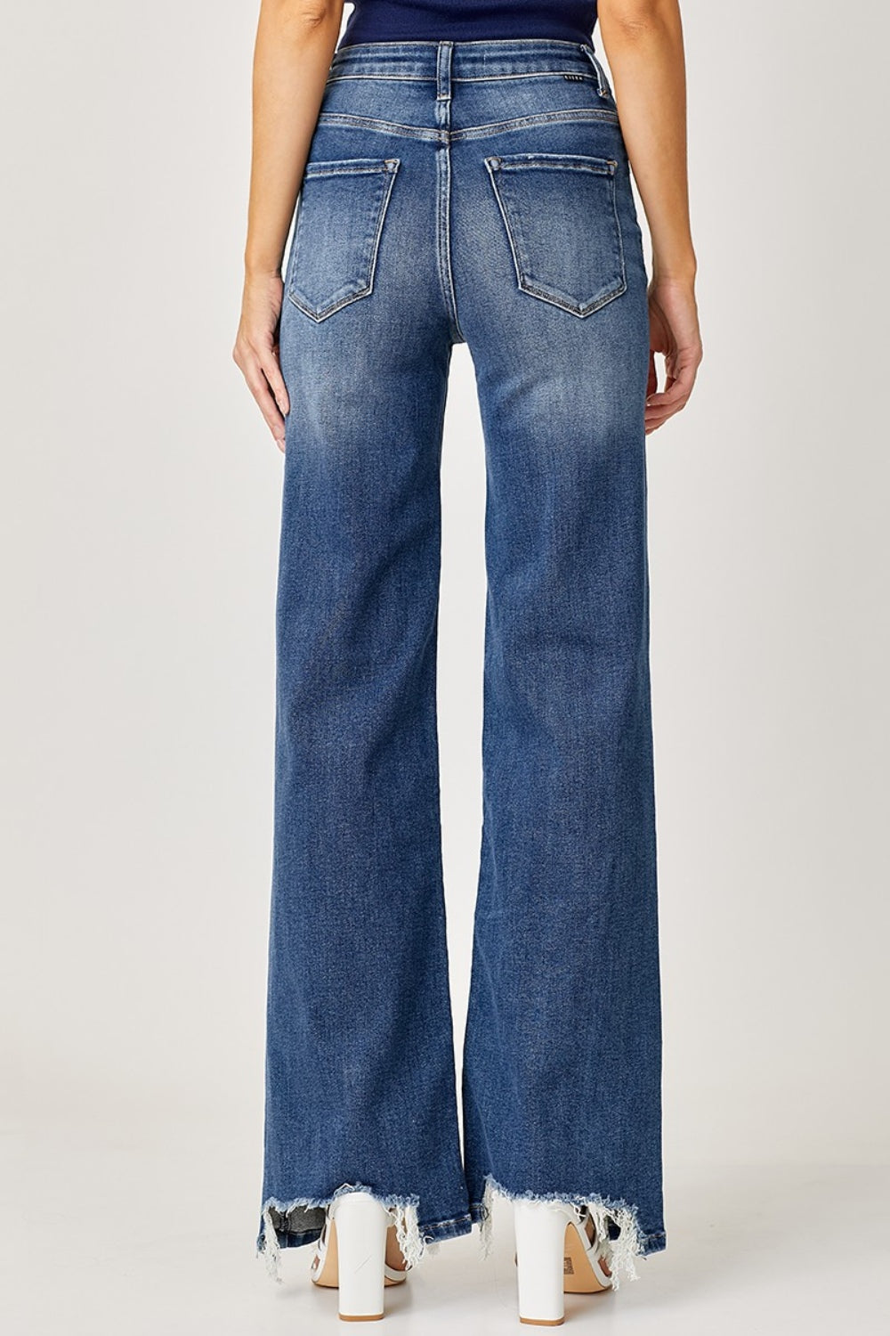 *Risen* High Rise Frayed Hem Wide Leg Jeans