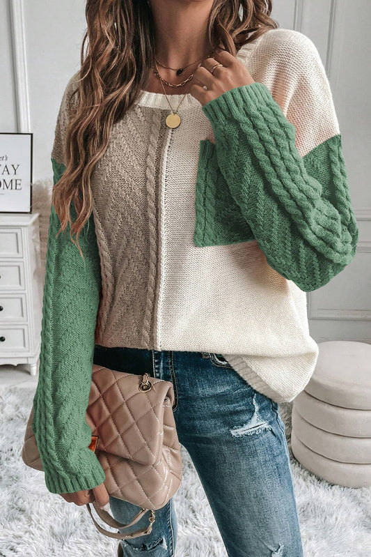 Color Block Pocket Sweater