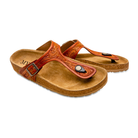 *Myra* Crockler Western Hand-Tooled Sandals