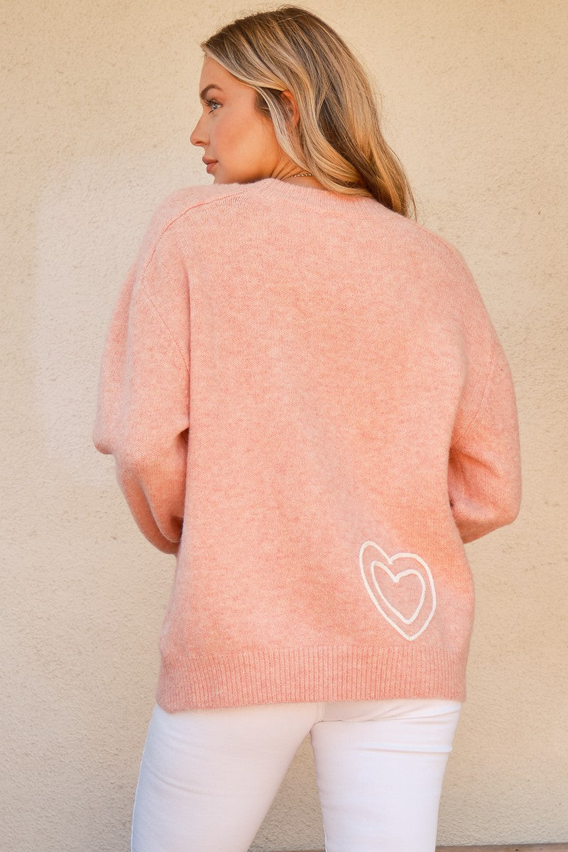 And The Why WIFEY & Heart Round Neck Sweater