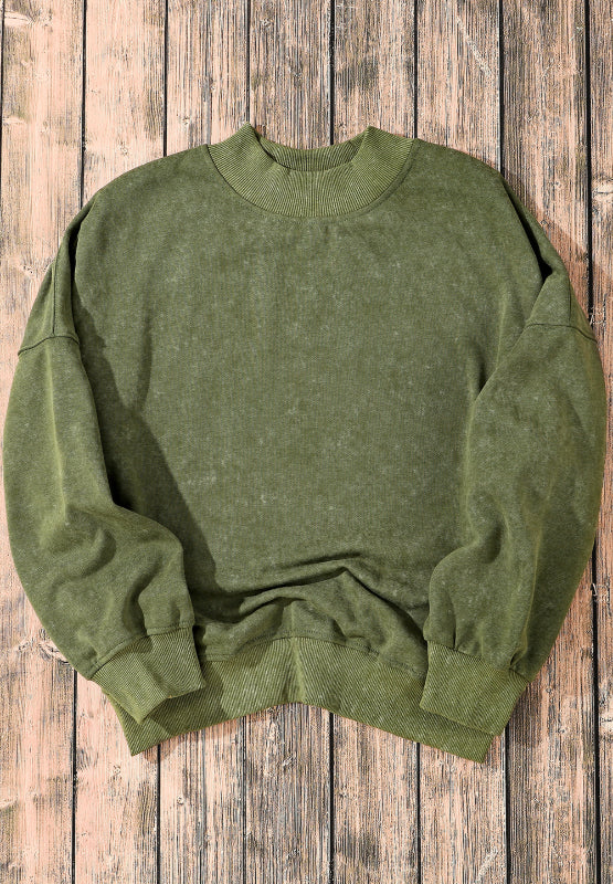 Mock Neck Dropped Shoulder Sweatshirt