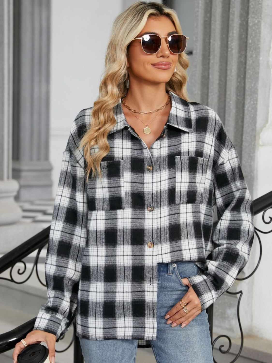 Plaid Long Sleeve Button Up