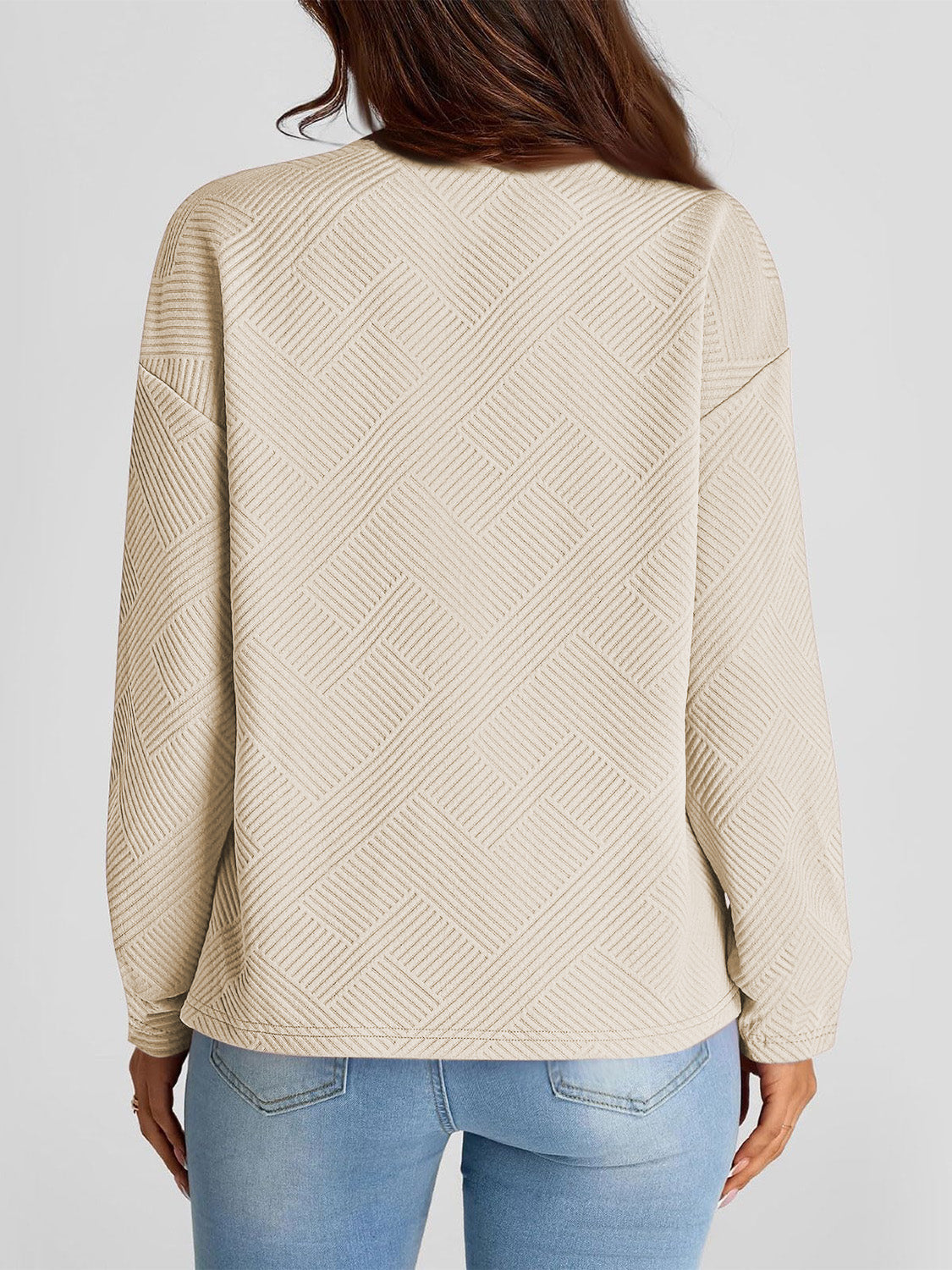 Full Size Texture Round Neck Long Sleeve Sweatshirt