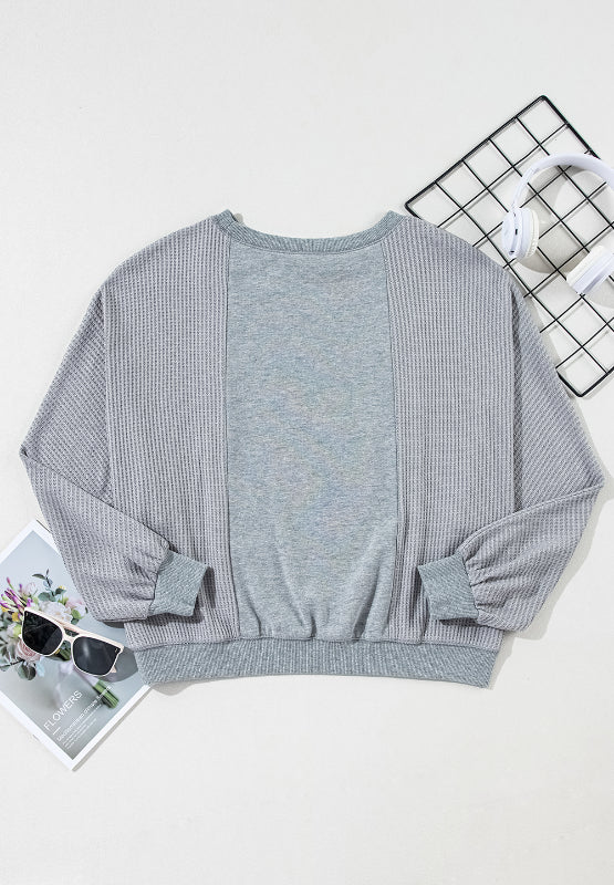 Raw Hem Round Neck Long Sleeve Sweatshirt