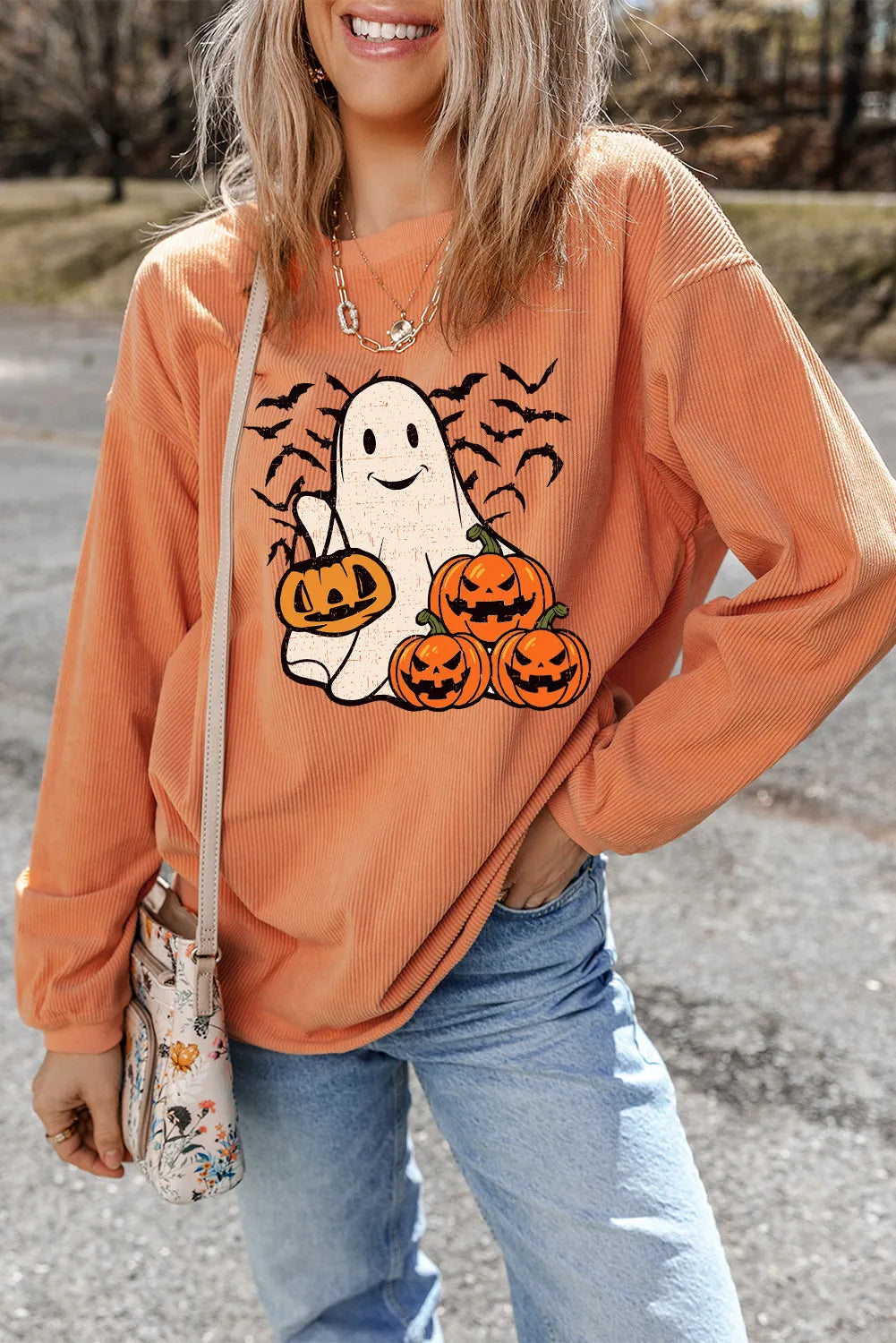 Jack-O'-Lantern Round Neck Long Sleeve Sweatshirt