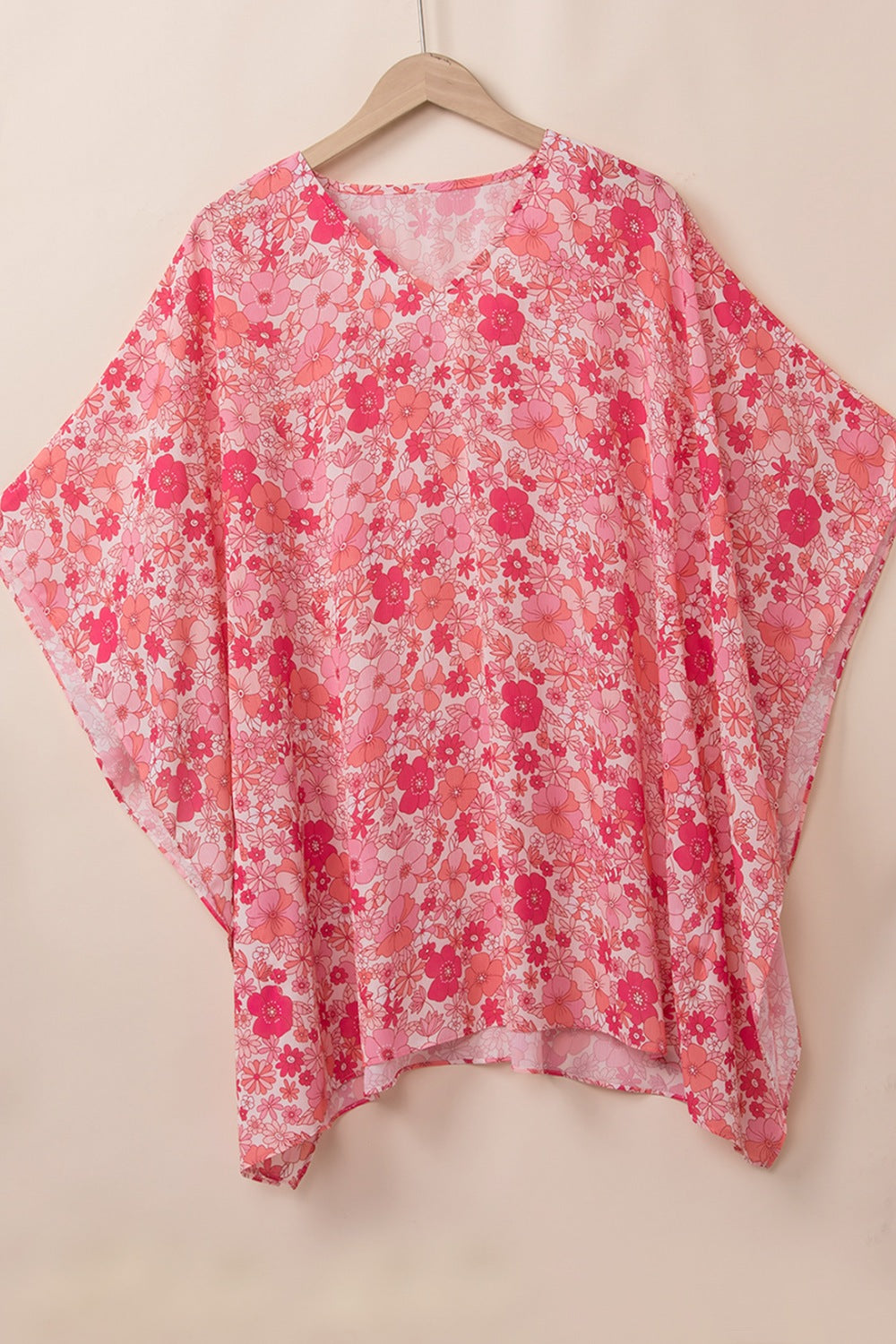 Floral V-Neck Butterfly Sleeve Blouse