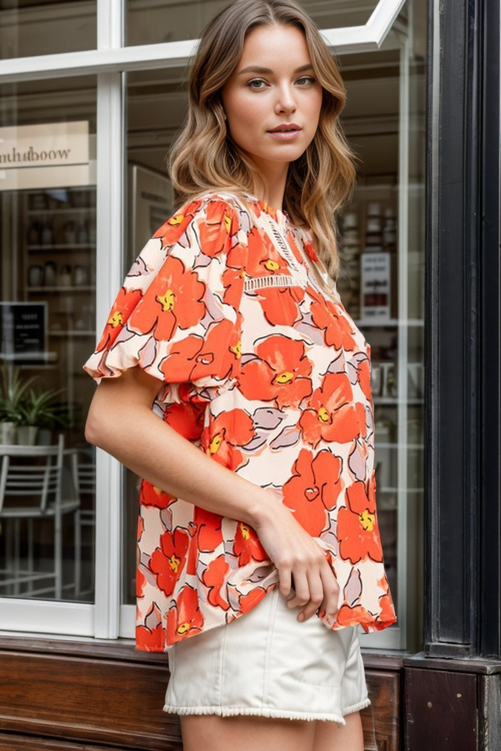 Orange Floral Printed Blouse