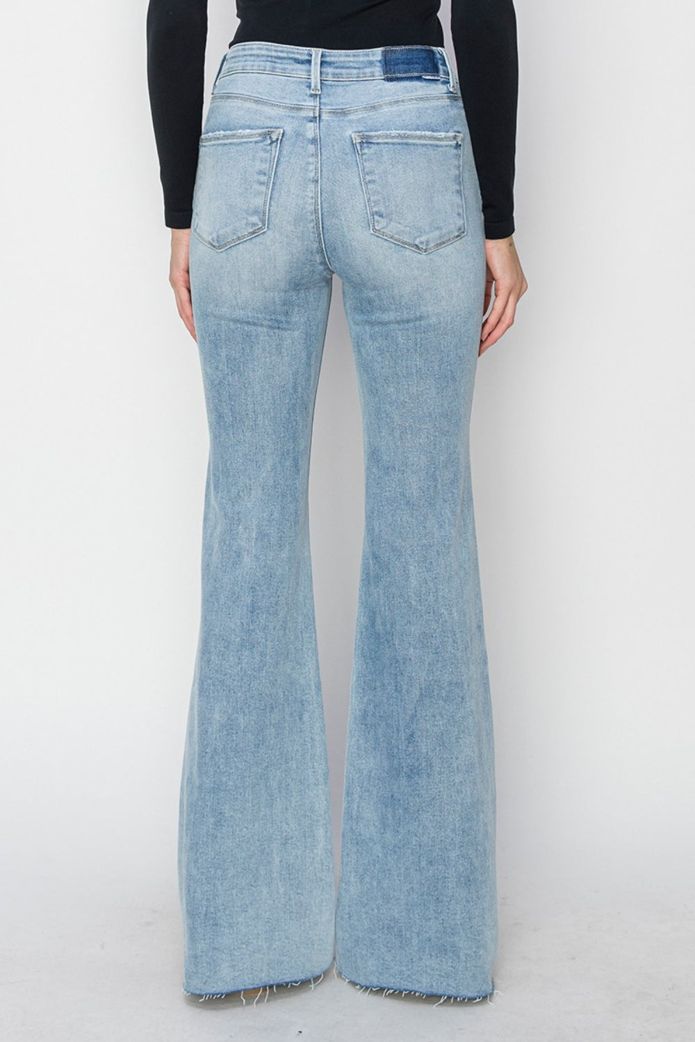 *RISEN* High Rise Raw Cut Hem Bootcut Jeans