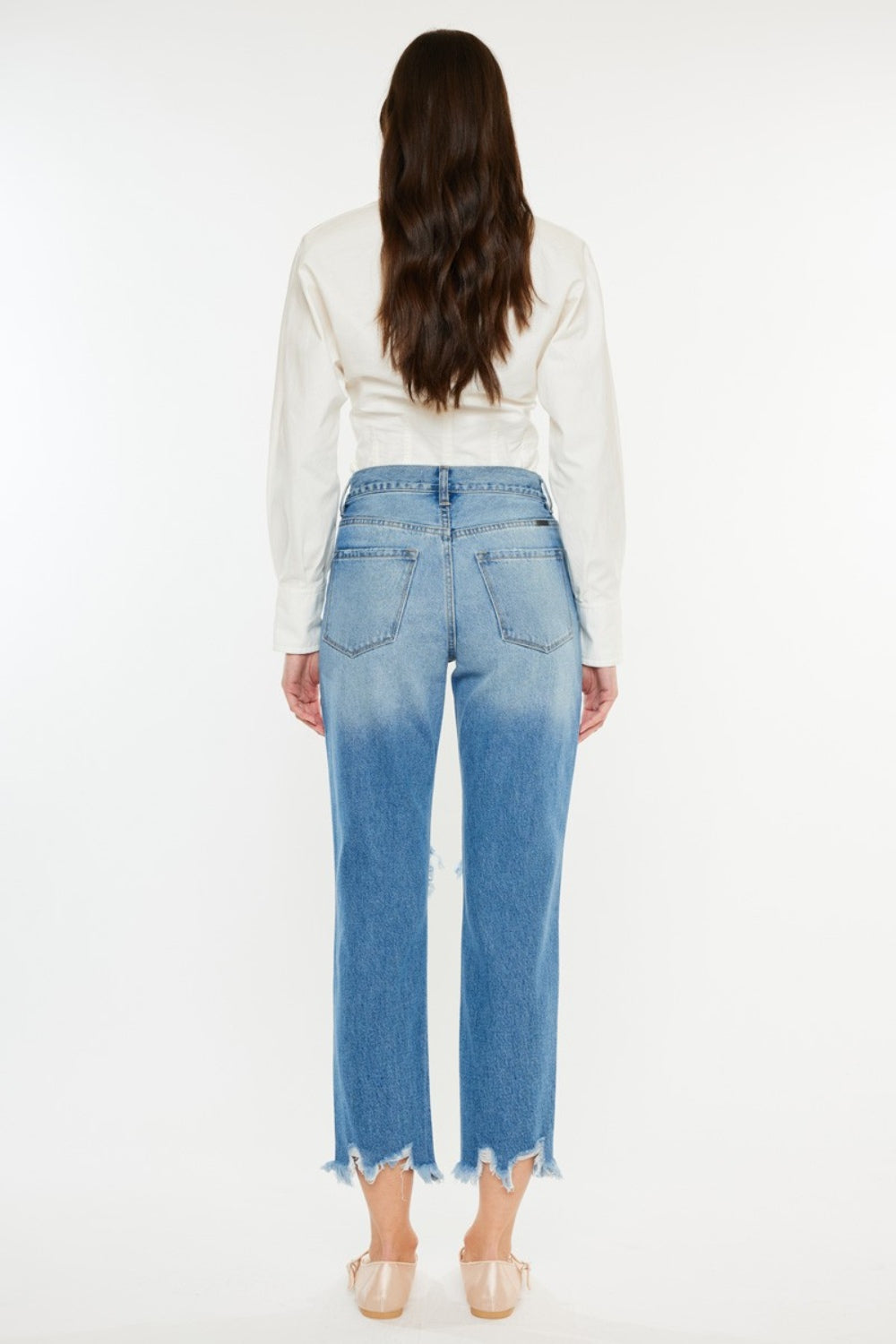 *Kancan* Distressed Frayed Hem Cropped Jeans