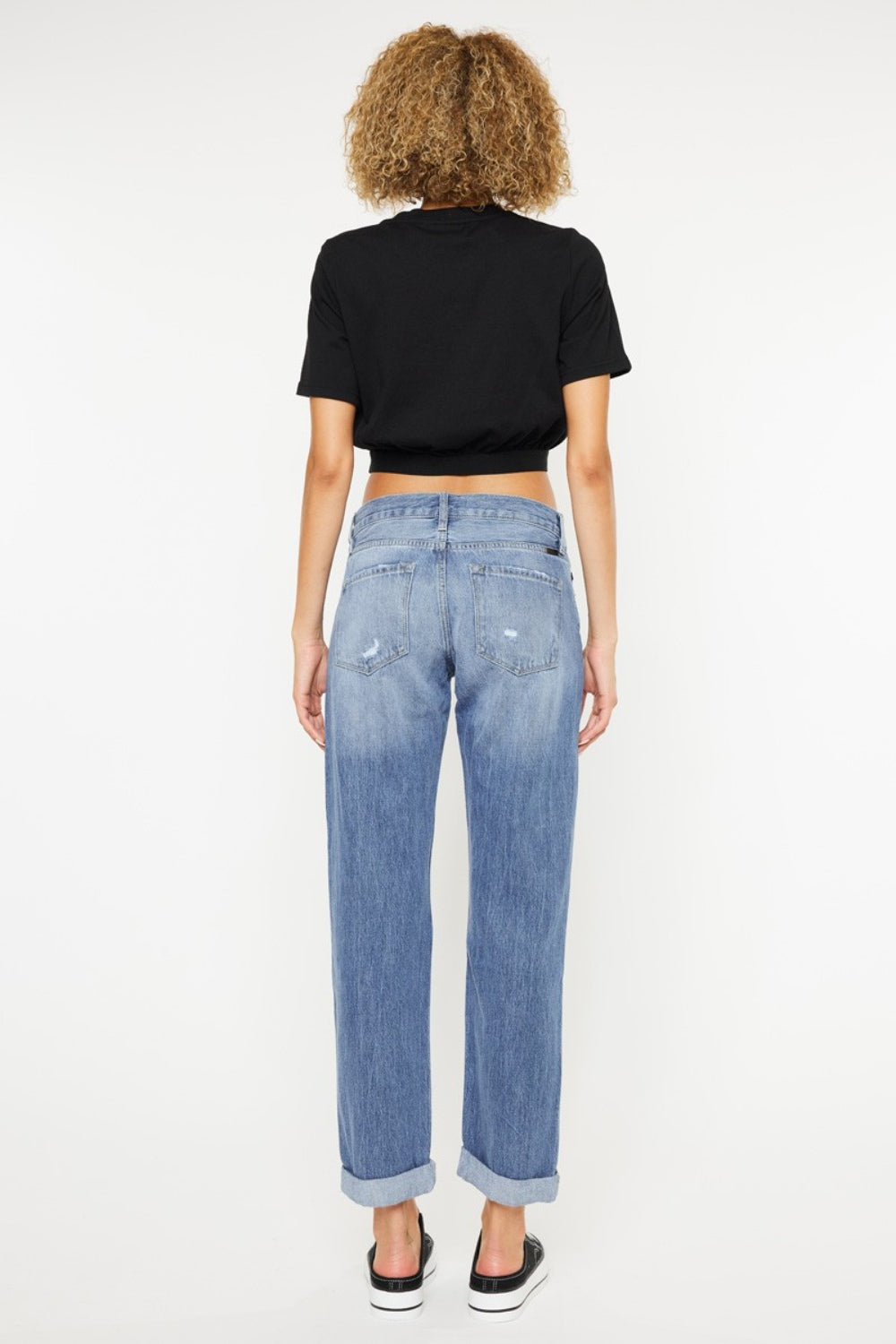 *Kancan* Mid Rise Distressed Straight Jeans