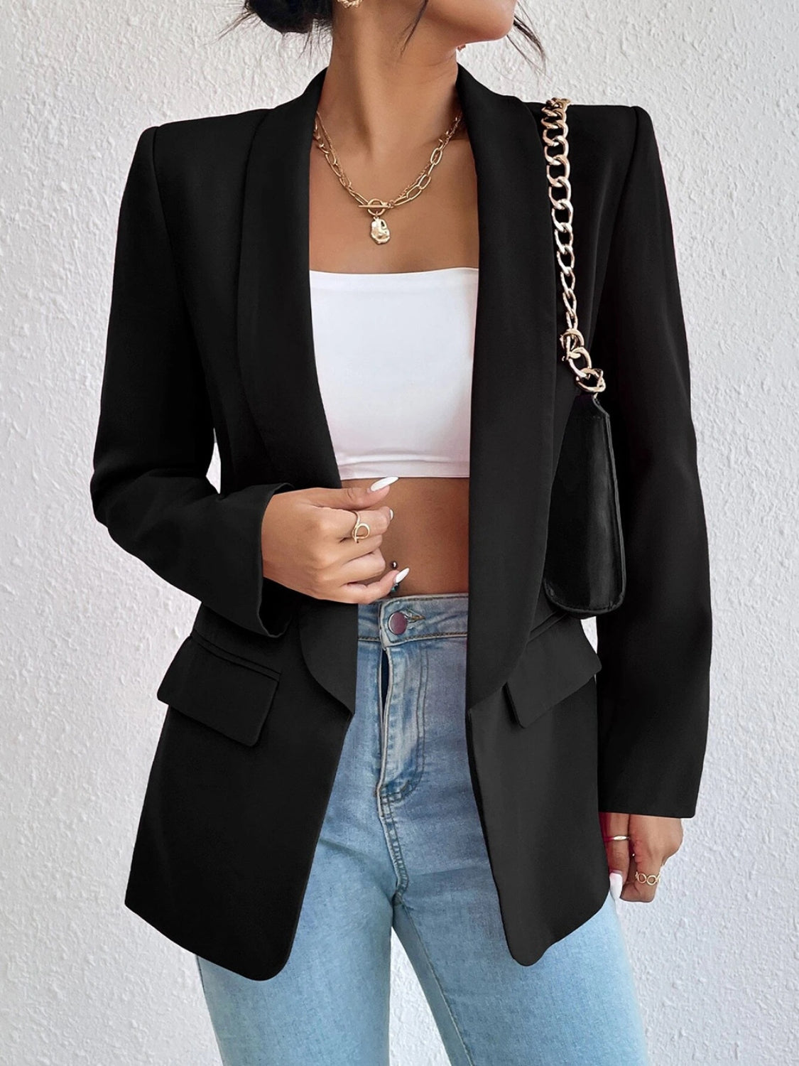 Shawl Collar Long Sleeve Blazer